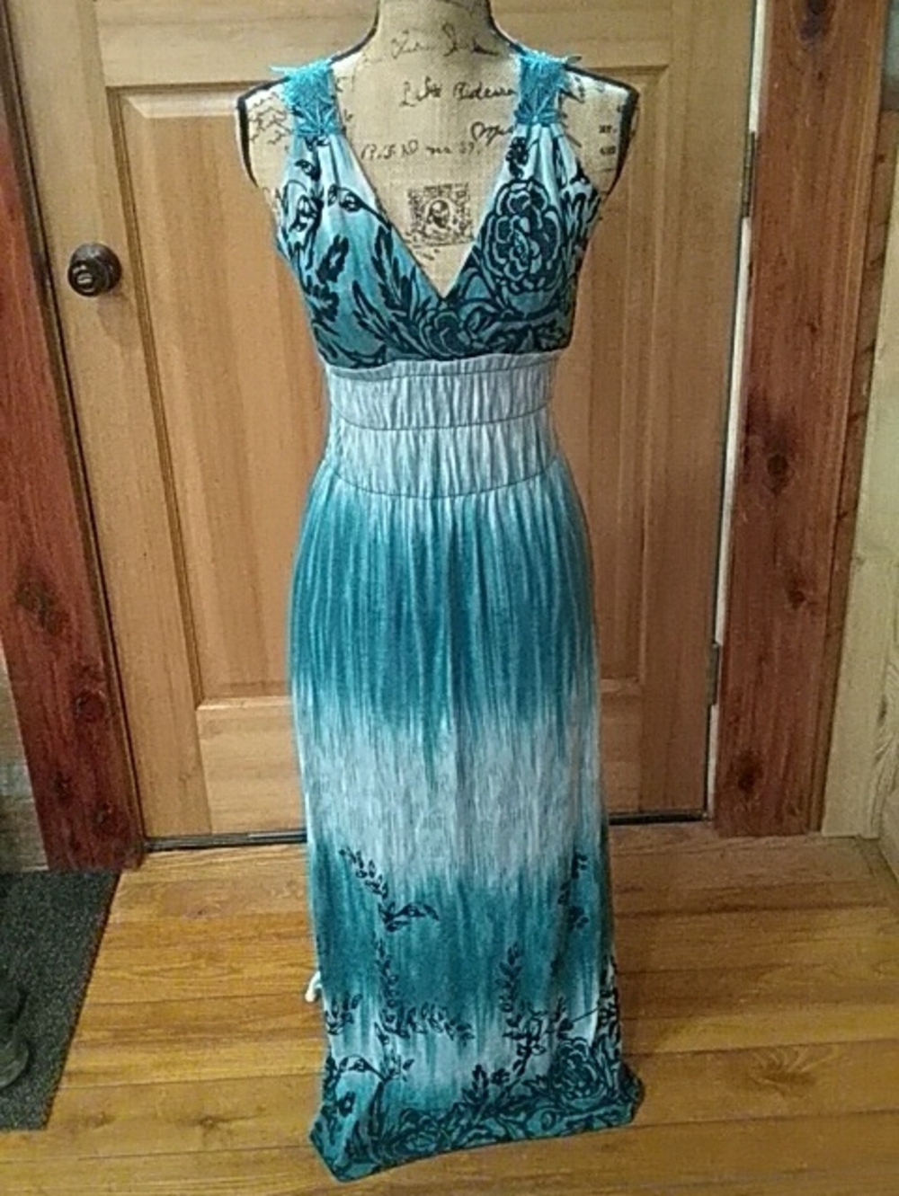 Teal Ombre Maxi Dress with Smocked Waist